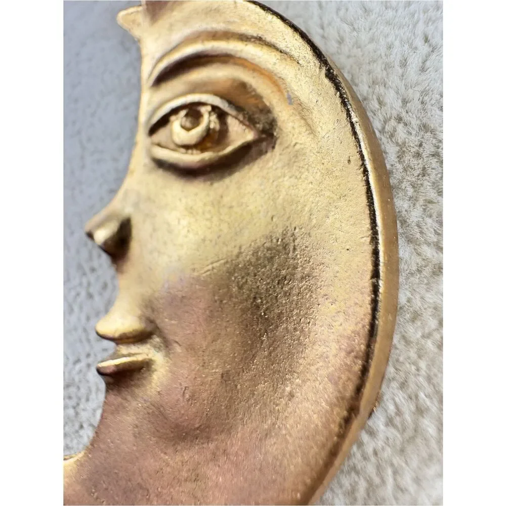 Free People Gold Moon Face Pendant Necklace